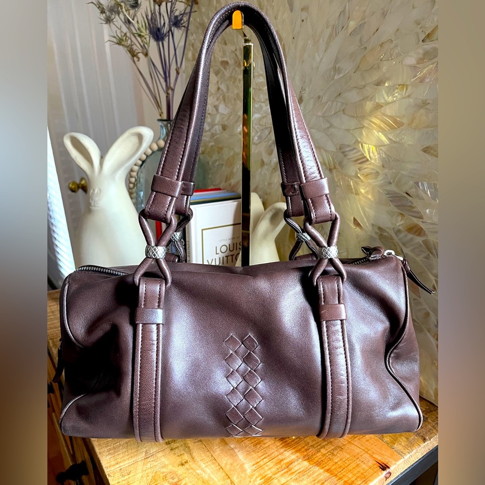 BOTTEGA VENETA Brown Leather Mini Boston Bag